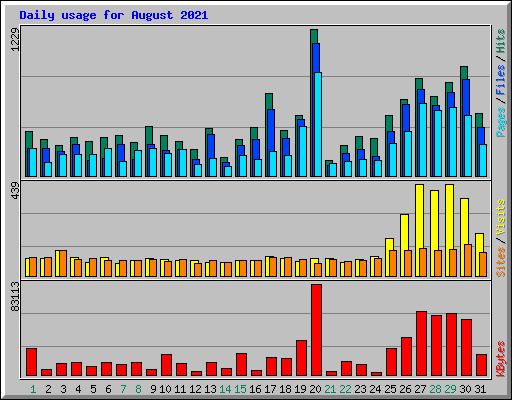 Daily usage for August 2021