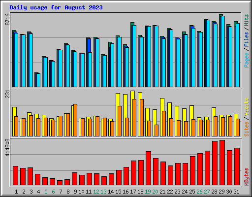 Daily usage for August 2023